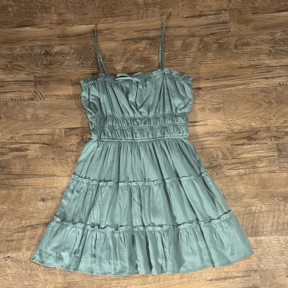 Trixxi Light Gray/Teal Sleeveless Dress - Size L